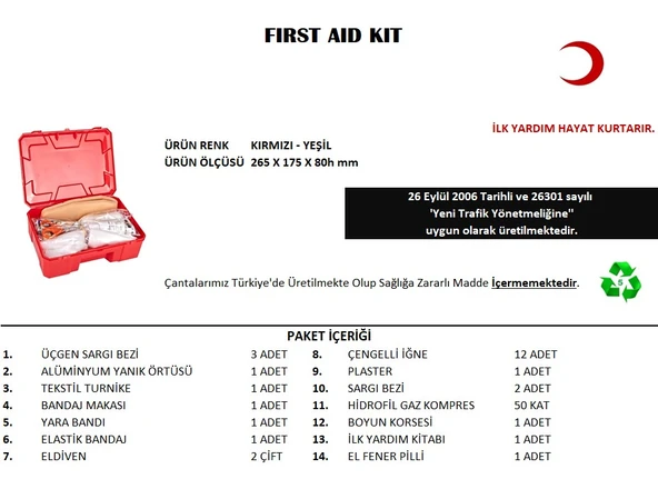 Küçük İlk Yardım Seti First Aid Kit (5433) - Resim 2
