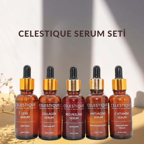 5li Serum Seti (Antı-Agıng, Red Peelıng, C Vitamini, Collagen, Leke Serumu) ürün görseli 1
