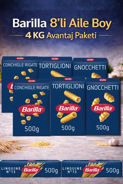 Barilla Makarna Seti 8x500g (4 KG) Aile Boy Avantaj Paketi – En Çok Tercih Edilen Çeşitler ürün görseli 1
