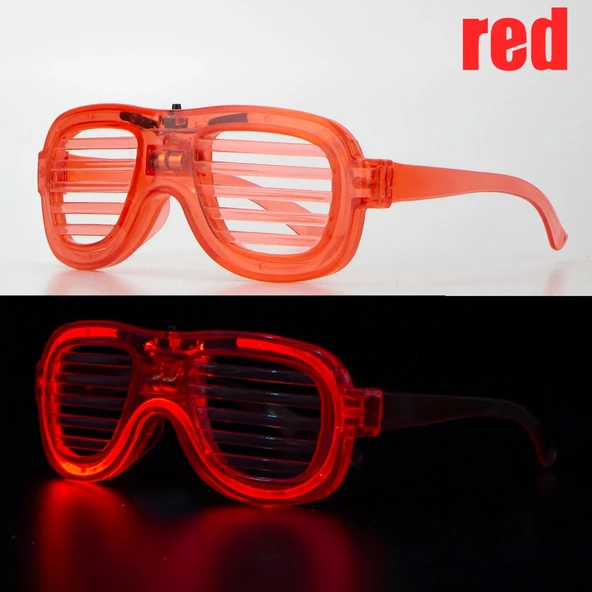 Kırmızı Led Işıklı Parti Gözlüğü - Neon Glow Şerit Gözlük 3 Modlu GO53/04269 ürün görseli 1