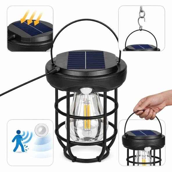 Plentiful  Solar Kamp Feneri – Güneş Enerjili, Otomatik Şarj ve Gece Işığı, Taşınabilir ve Asılabilir LED Dış Mekan Lamba ürün görseli 1