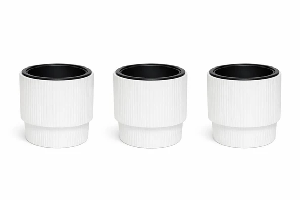 SO-VGS2 3 Adet Vega Modern Plastik Saksı Takımı No:2 İç Kovalı 20 Lt Beyaz ürün görseli 1