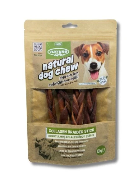 Naturelife Kurutulmuş Kolajen Örgü Çubuk Köpek Çiğneme Ödülü 100 gr ürün görseli 1