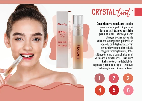 De Luxe Beyu Paris Crystal Tint No.02-Flery Rose-Dudak ve Yanak Görünümünüz Gün Boyu Canlı ve Parlak. ürün görseli 1