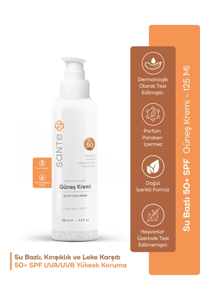 Su Bazlı Organik Mineral Filtreli Uva/uvb Spf 50 Koruma Leke Karşıtı Yağsız Güneş Kremi 125 ml ürün görseli 1