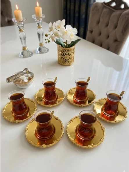 Mucit Home Vintage Serisi Elegance Gold Çay Tabağı Seti 6 Adet - Bayramlık Servis Seti ürün görseli 1