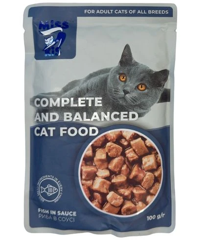 Miss Kis Balıklı Yetişkin Kedi Pouch 100 Gr - Soslu ve Lezzetli Tam Yaş Mama ürün görseli 1