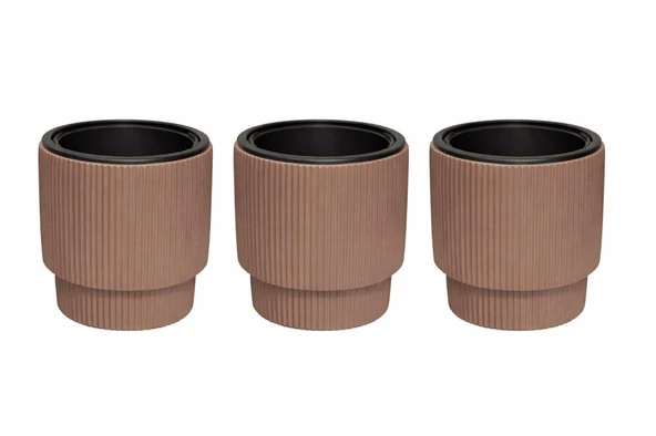 SO-VGS2 3 Adet Vega Plastik Modern Saksı Takımı İç Kovalı 20 Lt No:2 Mocha ürün görseli 1