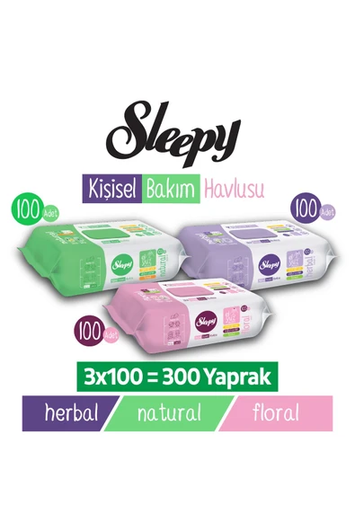 Sleepy Kişisel Bakım Havlusu Karma Paket 3x100 (300 Yaprak) ürün görseli 1