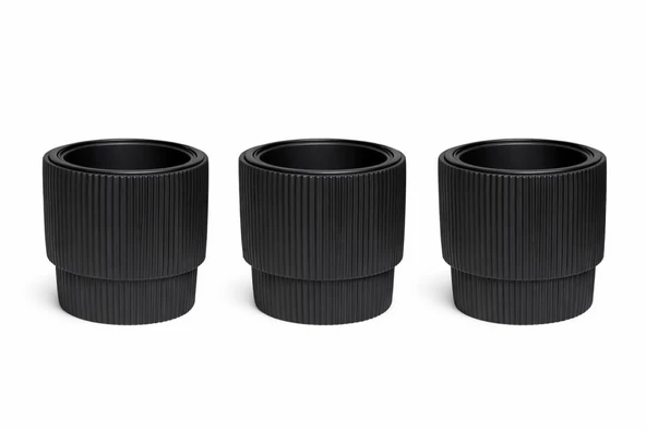 SO-VGS2 3 Adet Vega Plastik Modern Saksı Takımı No:2 İç Kovalı 20 Lt Siyah ürün görseli 1