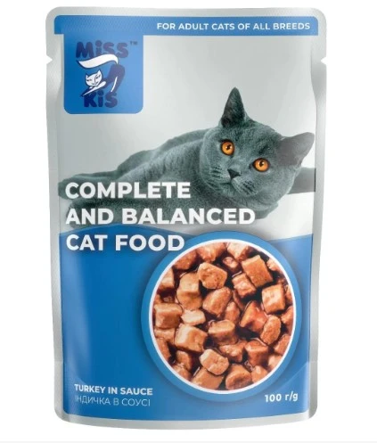Miss Kis Hindili Yetişkin Kedi Pouch 100 Gr - Hafif ve Sindirimi Kolay Yaş Mama ürün görseli 1