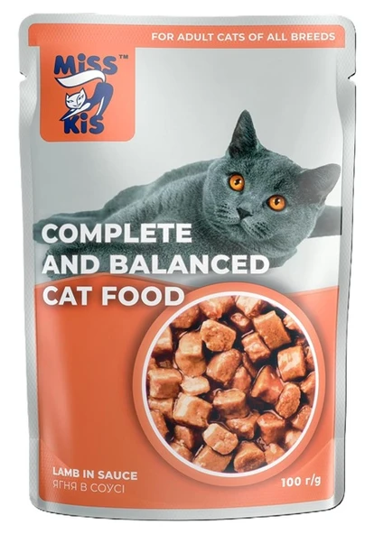 Miss Kis Kuzu Etli Yetişkin Kedi Pouch 100 Gr - %100 Et İçerikli Sağlıklı Yaş Mama ürün görseli 1
