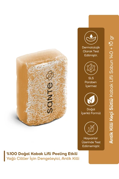 Doğal Kabak Lifli Antik Killi Keçi Sütlü Peeling Sabun 160 gr ürün görseli 1