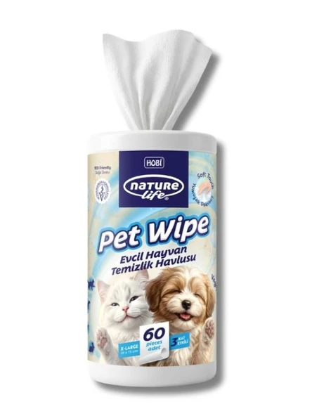 Naturelife Pet Wipe Evcil Hayvan Temizlik Havlusu 60 Adet (XL) ürün görseli 1