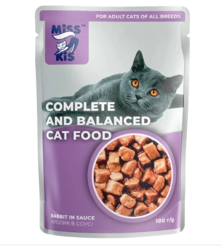 Miss Kis Tavşanlı Yetişkin Kedi Pouch 100 Gr - Hassas Kediler İçin Novel Protein Yaş Mama ürün görseli 1