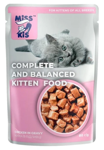 Miss Kis Kitten Tavuklu Yavru Kedi Pouch 80 Gr - Sağlıklı ve Dengeli Yavru Kedi Maması ürün görseli 1