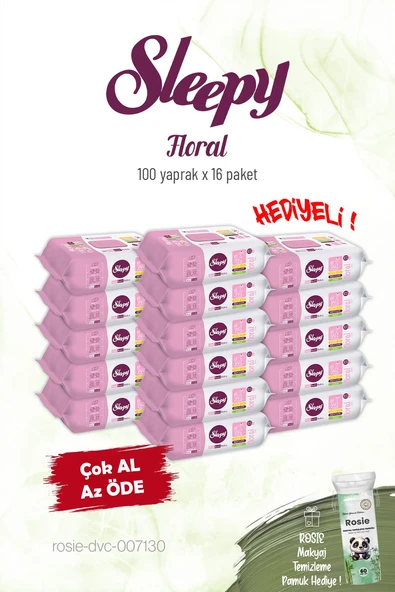 Sleepy 16'lı Floral Kişisel Bakım Havlusu 100'lü ve Rosie ürün görseli 1