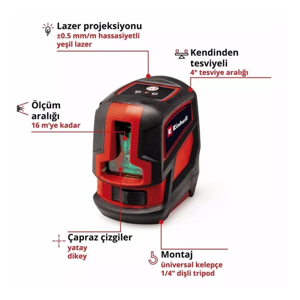 Einhell TC-LL 2 G Çapraz Çizgi Lazer 2270109 - Resim 2