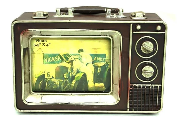 Dekoratif Metal Televizyon Bavul Vintage Biblo Hediyelik ürün görseli 1