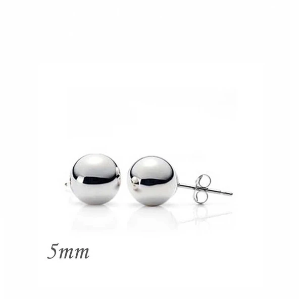925 Ayar Gümüş Top Küpe - 5 mm ürün görseli 1