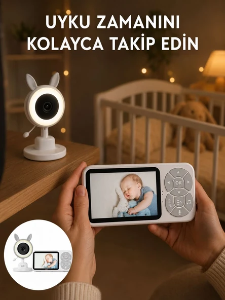 LCD Ekranlı Bebek İzleme Kamerası Ninnili Gece Görüşlü Güvenlik Sistemi ürün görseli 1