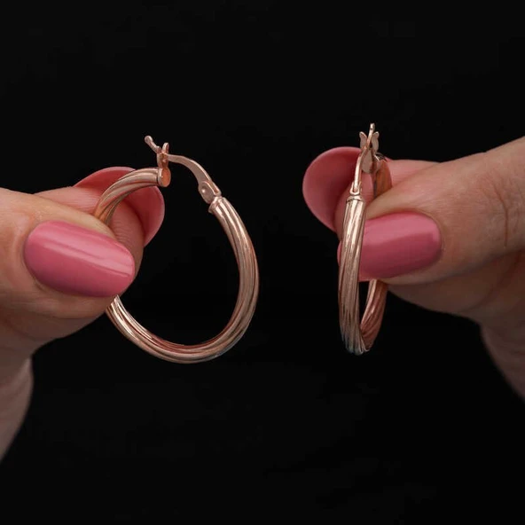 Gümüş Rose 3 mm Burgu Şarnel Küpe ürün görseli 1