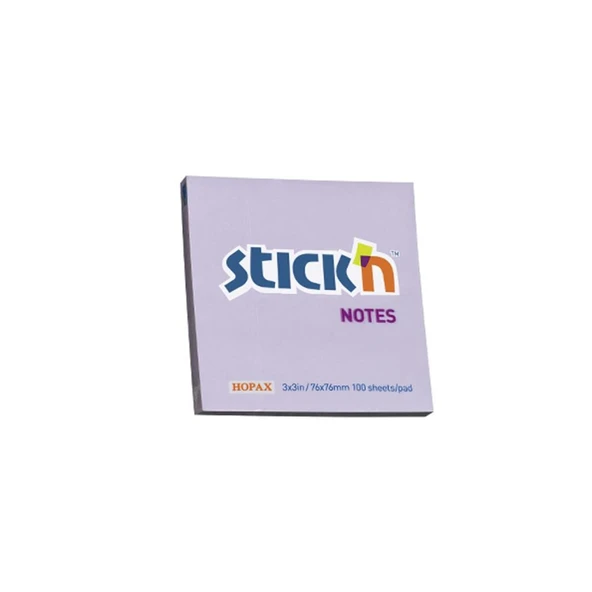 Hopax Stickn Yapışkanlı Not Kağıdı 100 Yaprak 76X76Mm Pastel Lila 4-2140300-5001 (12 Koçan) ürün görseli 1