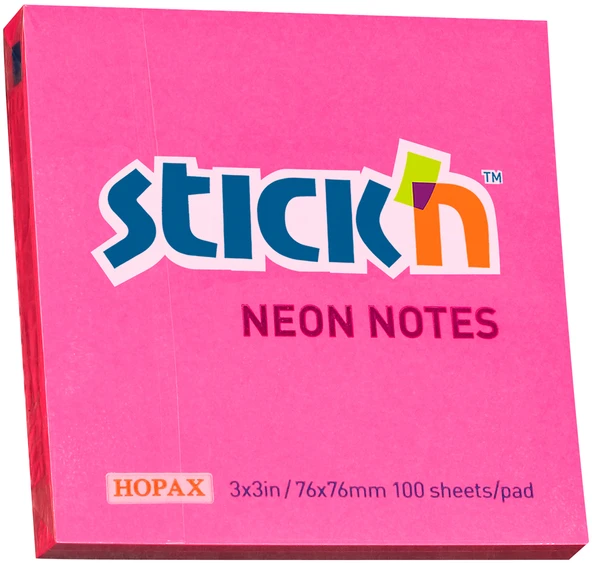 Hopax Stickn 21165 Yapışkanlı Not Kağıdı 100 Yaprak 76Mm X 76Mm Fosforlu Pembe (12 Koçan) ürün görseli 1