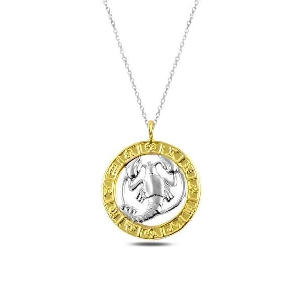 925 Ayar Gümüş Gold Yengeç Burcu Kadın Gümüş Kolye ürün görseli 1