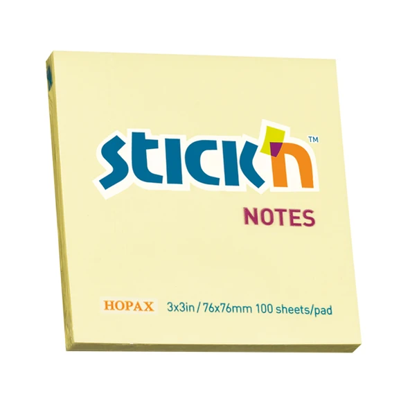 Hopax Stickn 21007 Yapışkanlı Not Kağıdı 100 Yaprak 76X76 Mm Sarı (12 Koçan) ürün görseli 1