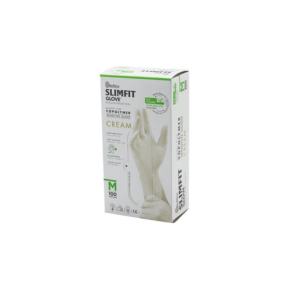 REFLEX SLİMFİT GLOVE KOD-029 M KREM PUDRASIZ MUAYENE ELDİVEN 100LÜ GO-53-vice ürün görseli 1