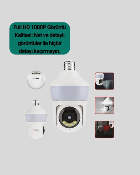 Hareket Algılamalı 360° Wi-Fi Akıllı Ampül Kamera - Resim 3
