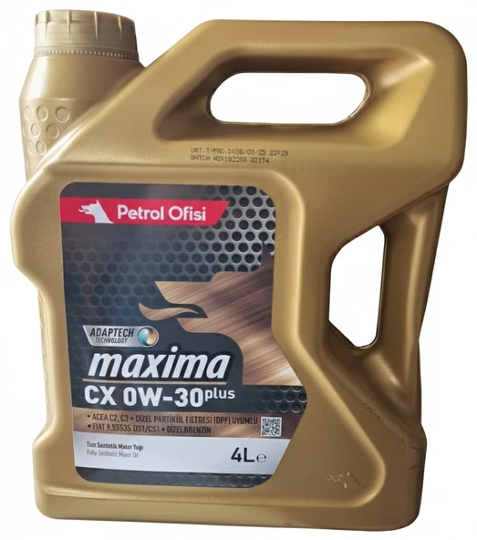 PETROL OFİSİ MAXİMA CX 0W30 PLUS 4 L C2/C3 DPF ONAYLI-Fiat 9.55535-DS1/GS1 ürün görseli 1