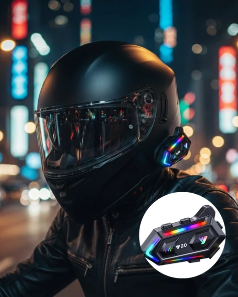IPX6 Su Geçirmez Intercom 1000m Bağlantı 1000mAh Batarya RGB Işıklı ürün görseli 1