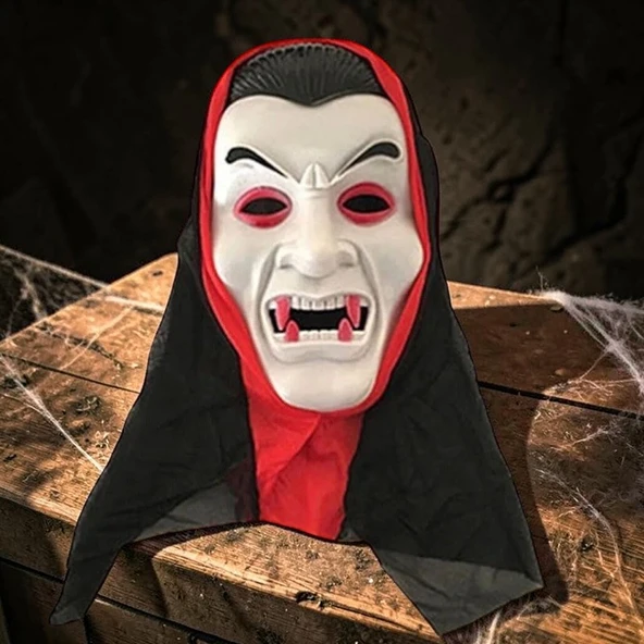 TÜLLÜ VAMPİR MASKESİ CADILAR BAYRAMI KORKU MASKESİ VAMPIRE HALLOWEEN MASK EĞLENCE KORKU MASKESİ ürün görseli 1