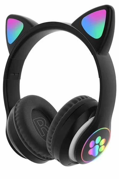 Kulaküstü Bluetooth Kulaklık Kedi Kulaklık Cat Rgb Işıklı Mp3 Tel Telefon Kulaklığı Oyun Müzik ürün görseli 1