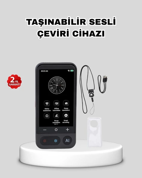 Taşınabilir Akıllı Sesli Çeviri Cihazı – 139 Dil Desteği, Dokunmatik Ekran ürün görseli 1