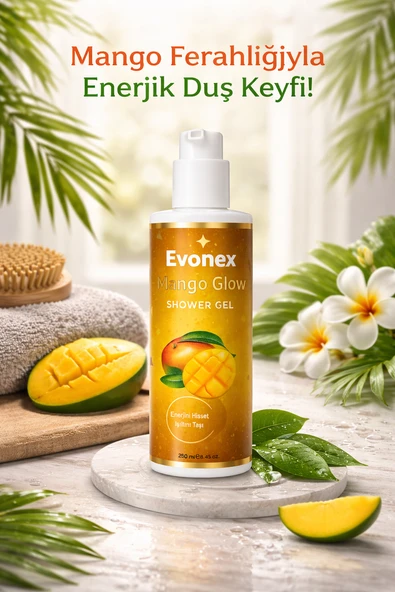 Evonex Mango Glow Duş Jeli 250 ml Mango Özlü Nemlendirici - Resim 2