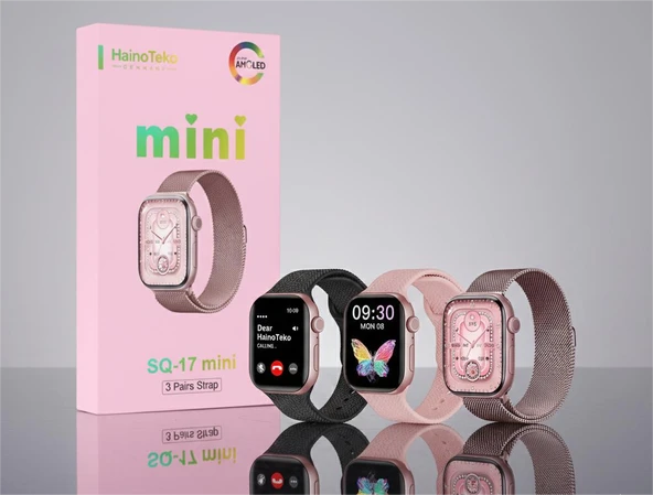 HAİNO TEKO SQ17 Mini Akıllı Saat 3 Kordon Arama Konuşma Bildirim Alma Amoled Ekran ürün görseli 1
