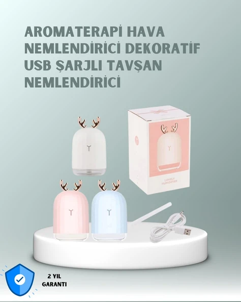 200 ml Tavşan Kulaklı Ultrasonik Hava Nemlendirici ve Gece Lambası ürün görseli 1