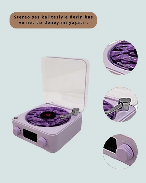 Bluetooth Retro Pikap Hoparlör – Projektörlü Gece Lambası - Resim 4