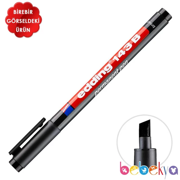 Edding Kesik Uçlu Asetat Kalemi Kaligrafi Kalemi Permanent Marker SİYAH ürün görseli 1
