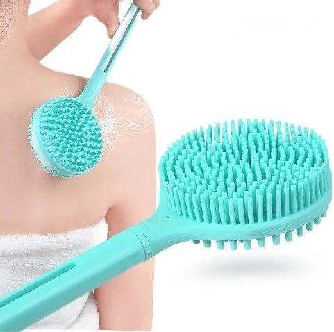 Çift Taraflı Silikon Uzun Saplı  Banyo Fırçası ürün görseli 1