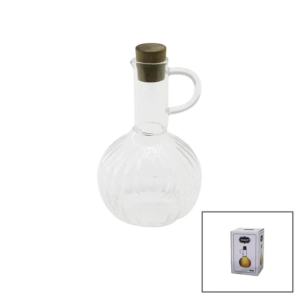 MİNİ CAM YAĞDANLIK ÇİZGİLİ DESEN 300ML AHŞAP BAMBU MANTAR TIPA GO-53-vice ürün görseli 1