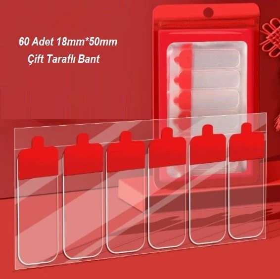 60 Parça Kolay Açılır Güçlü Çift Taraflı Bant 18mm*50mm ürün görseli 1