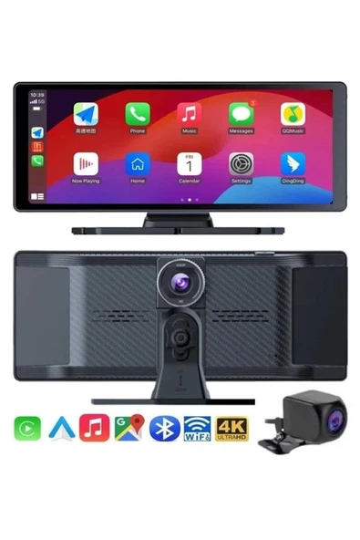 4K Ultra Araç İçi Ön ve Arka Kameralı Ekran HD 2 Kameralı Torpido Üstü Araç Multimedya ürün görseli 1