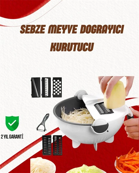 Süzgeçli Çok Fonksiyonlu Döner Rende ve Doğrayıcı ürün görseli 1