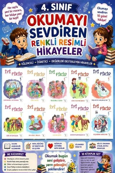 4.Sınıf Okumayı Sevdiren Renkli Resimli Hikaye Seti (10 Kitap) ürün görseli 1