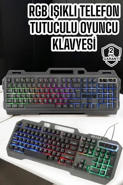 Q Klavye RGB Işıklı Klavye Ve Mouse Seti Kablolu Mouse Hediyeliş ürün görseli 1