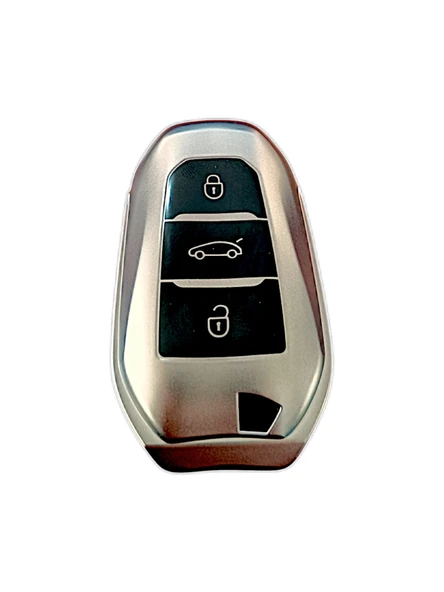 Peugeot 208-308-508-2008-3008-5008 Anahtar Uyumlu Silikon Oto Anahtar Kumanda Kabı Kılıf Füme ürün görseli 1